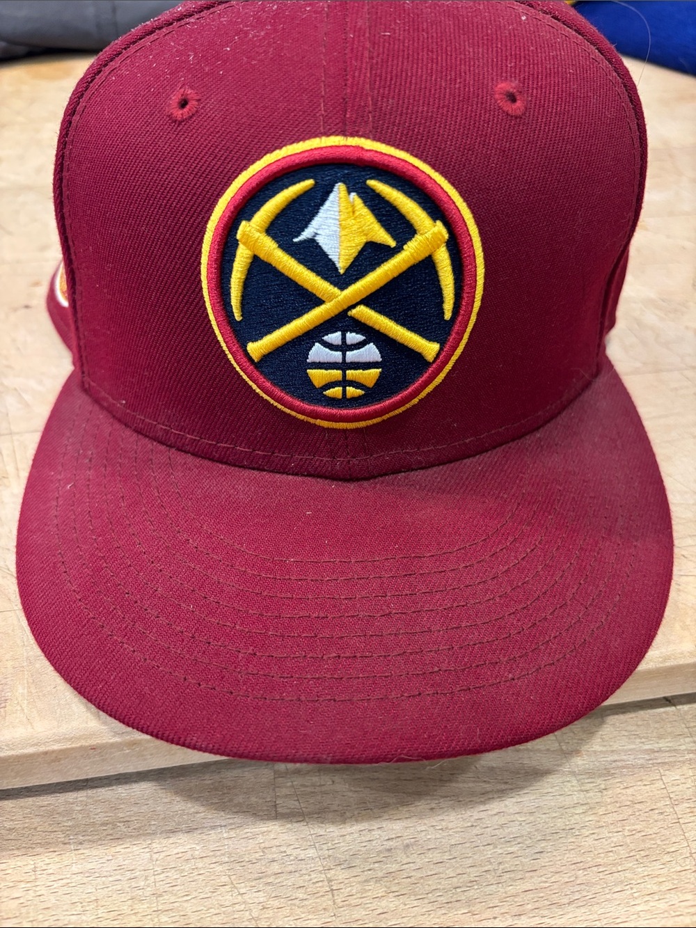 New Era Burgundy and Yellow Denver Nuggets Logo Snapback Hat
